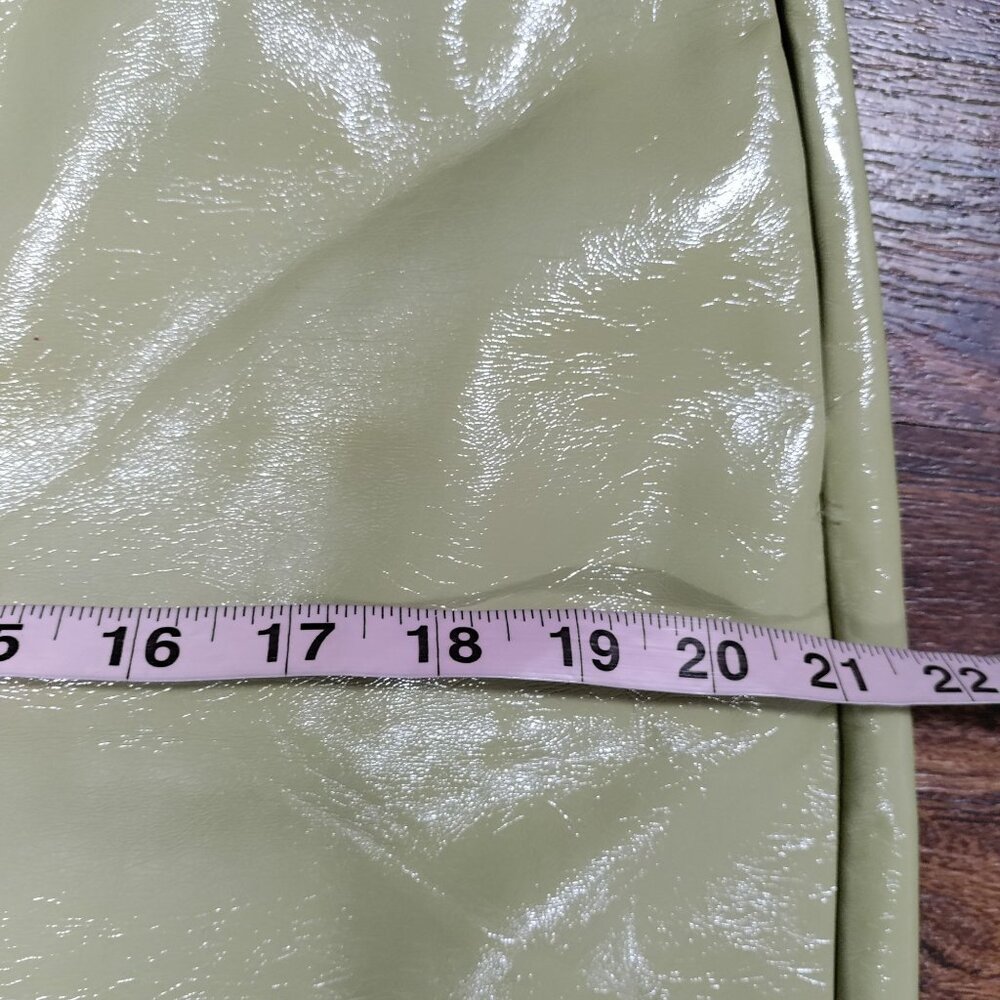 Danielle Bernstein Olive Patent Faux Leather Fully Lined Wide-Leg Pants Size 14 - Picture 13 of 16